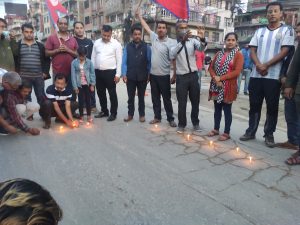 नयाँ निशान छाप पारित भएको खुशीयालीमा नेकपाका युवा विद्यार्थीहरुले  बनेपामा मनाय दिपावली